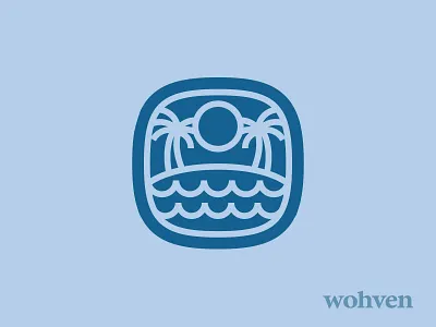 Wohven Tees July Design badge badge design beach blue enamel pin hoodie icon logo ocean palm tree shane harris shirt sticker summer surf surf design t shirt tropical waves wohven