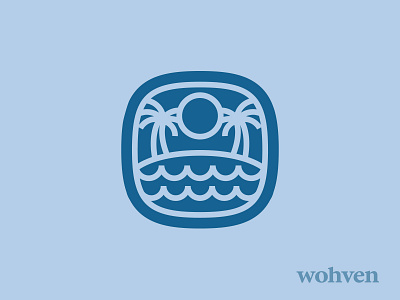 Wohven Tees July Design badge badge design beach blue enamel pin hoodie icon logo ocean palm tree shane harris shirt sticker summer surf surf design t shirt tropical waves wohven