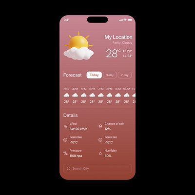 Weather App Design 3d graphic design ui