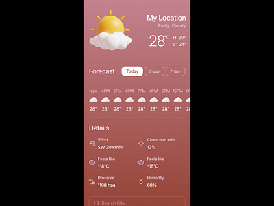 Weather App Design 3d graphic design ui