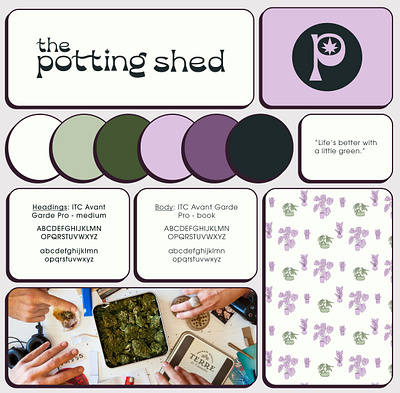 The Potting Shed adobe illustrator brand brand guidelines brand sheet branding cannabis challenge color palette design dispensary favicon graphic design house plants illustration illustrator logo pattern store typography vector