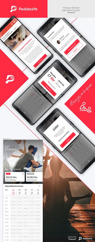 Massage Schedule Appointment System (Proposal) argentina design glas joseglas mobile pedidosya peya product ui uiux ux uxui