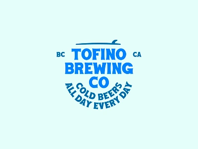 Tofino Brewing Company Typographic Lockup Merch Design beer branding brewery illustration lockup logo ocean pnw surf surfboard tofino vector