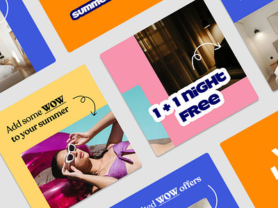 Summer Deals: Social Media Campaign Concept + VI refresh branding campaign cocnept colours doodles geometric shapes graphic design hotels social campaign social media social template special offer summer typography visual identity visual language