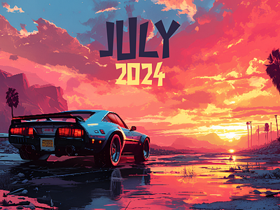 July 2024 2024 2d artwork branding car challenge design illustration july landscape logo pixel art sky skyline vehicle