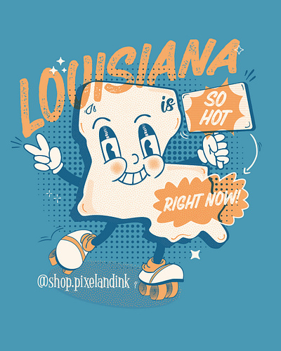 Louisiana Is So Hot Right Now design ill illustration illustrator louisiana mascot merch retro vector vintage