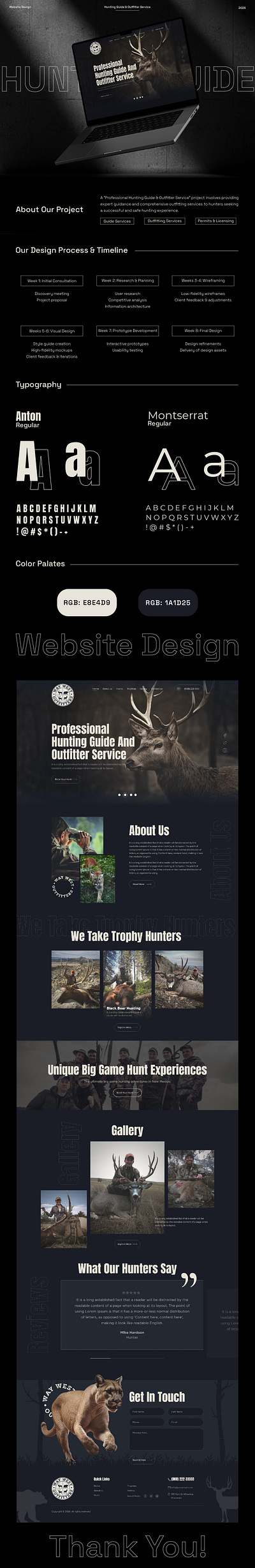 Website for Hunting guide & Outfitter Service ui website design