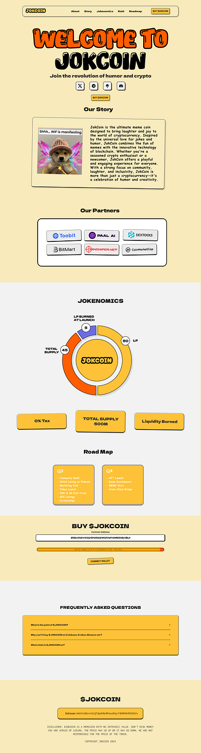Jokcoin Meme Coin Website Landing branding ui