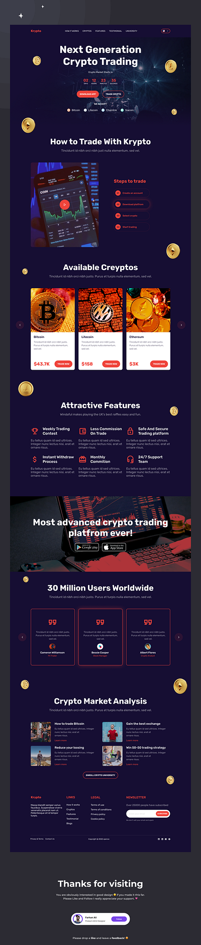 Crypto Trading Web Design crypto landing page ui ux web web design landing page web dsign