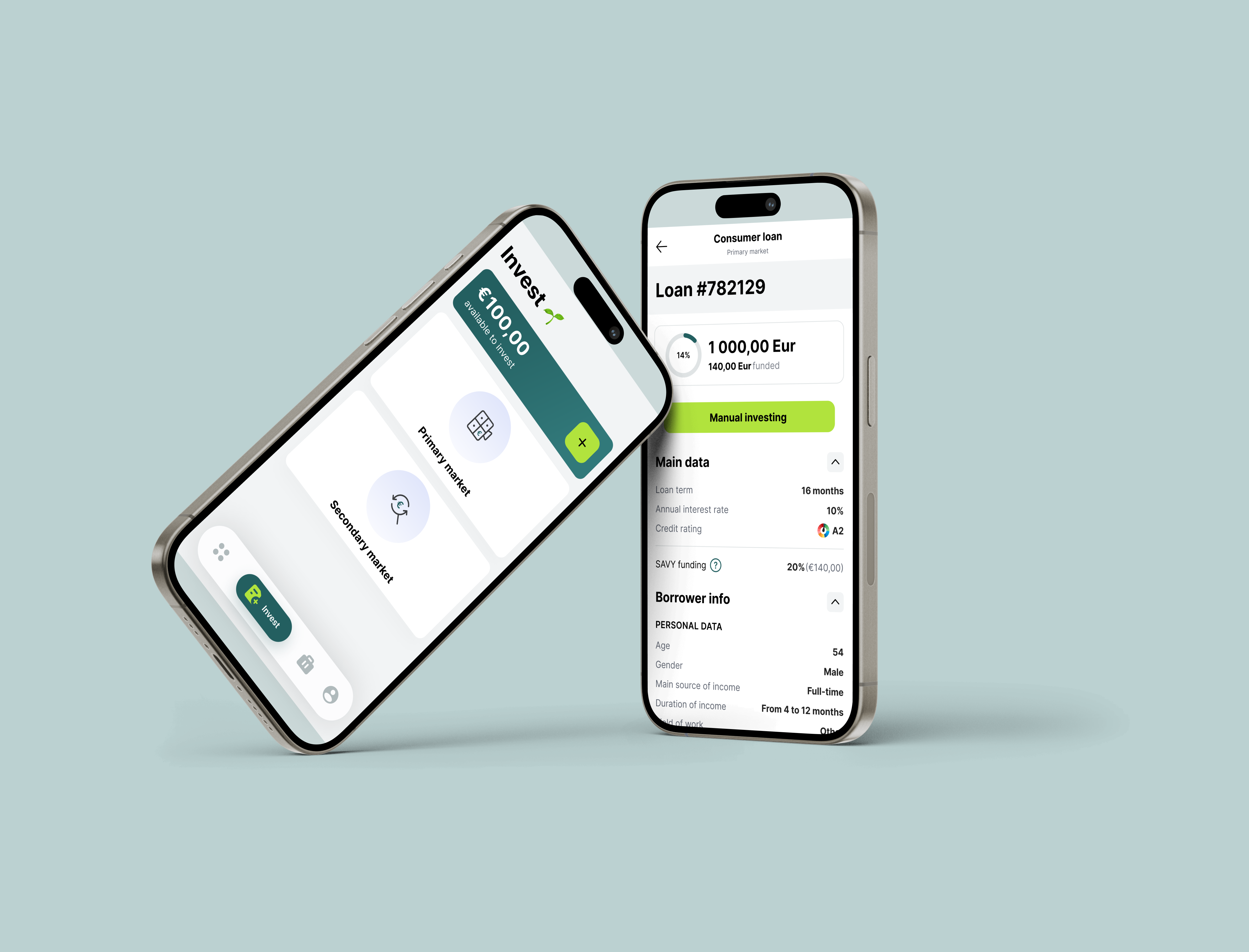 Implementing the manual investing feature into the UI/UX design android mobile app design feature integration financial management fintech green insting investment options ios manual investing mobile application ui uiux