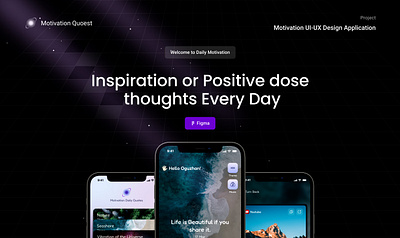 Motivation Daily Quoest App Design animation app branding color dark design figma graphic design illustration landingpage logo ui ux vector