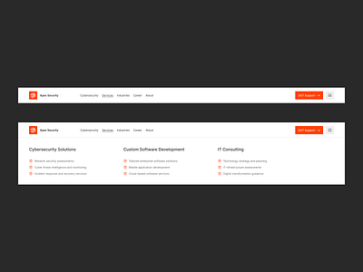 Header navigation branding burger menu button component cta design exploration dropdown figma header navigation light mode links navbar navigation menu product design security services ui ux web web design