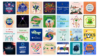 Graphical e-cards for an online recognition platform. graphic design