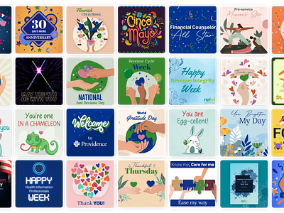 Graphical e-cards for an online recognition platform. graphic design