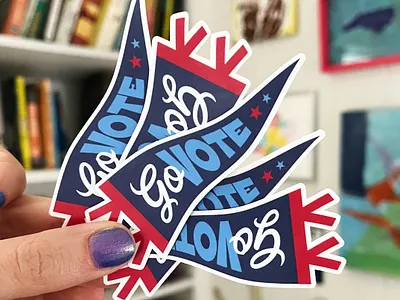 Go Vote Pennant Sticker banner illustration lettering pennant political politics sticker usa vote