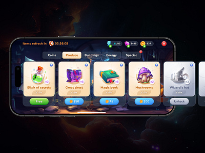 Game shop app casual casual game concept creative design game graphic design illustration merge game mobile game ui ux