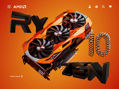 AMD Ryzen10 GPU Landing Page WIP amd anima branding design gaming graphic design illustration landing page logo orange product design typography ui user experience ux web design