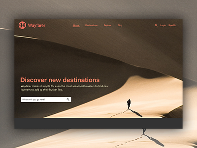 Travel Website branding design desktop grey landing page layout mobile app orange travel website ui ux web design