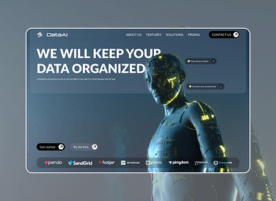 DATA AI landing page branding design landing page logo ui web design
