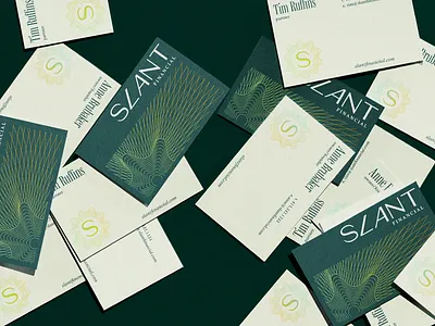 Slant Business Cards brand design branding corporate design finance fintech graphic design green guilloche holographic illustration lettering logo logo design money ui vector