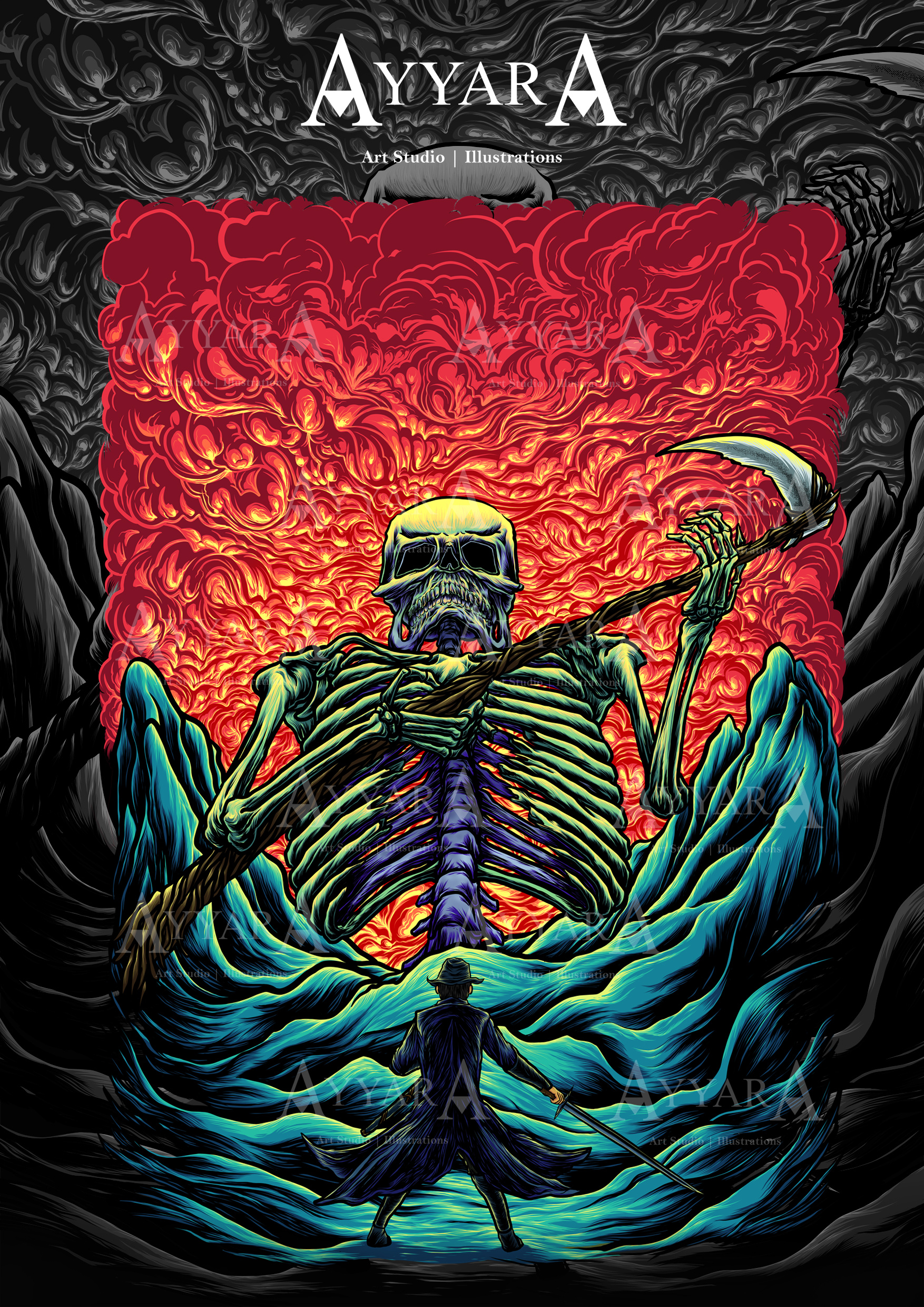 Giant Monster Skull illustration for T-shirt apparel artwork branding clothes clothing customdesign customillustration design digital art digitalart digitalillustration fantasy illustration illustrationart illustrtiontshirt monster skull tshirt tshirtdesign warrior