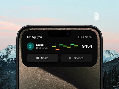 Steps counter in Dynamic Island chart dynamic island hiking iphone mobile steps tracking trekking ui uiux visual design