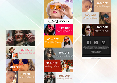 Sunglasses branding design e commerce email email design figma graphic design layout marketing marketing email marketing email design marketing email layout social media marketing ui website design