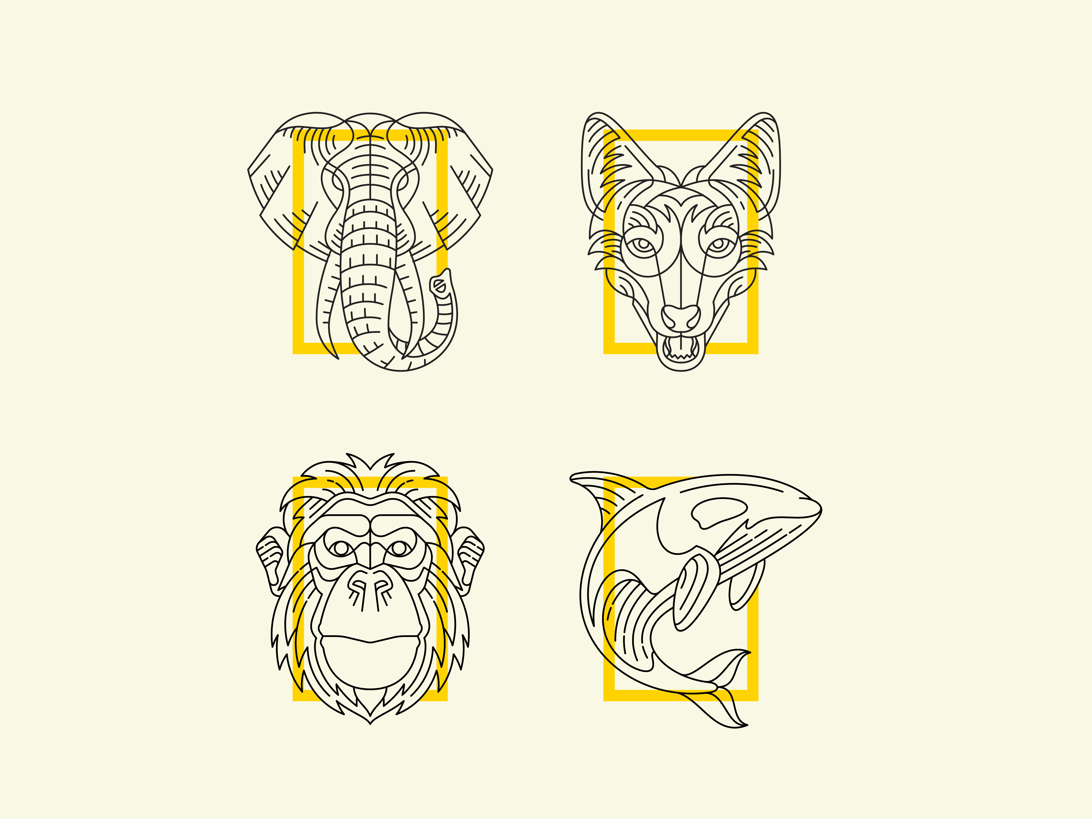 Example of Animal Line Artwork Illustration