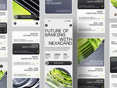 Nexacard - Digital Bank Card Responsive Page Website bank card clean design designer fintech landing page mobile banking mobile website modern responsive responsive layout ui ux web web design website website design