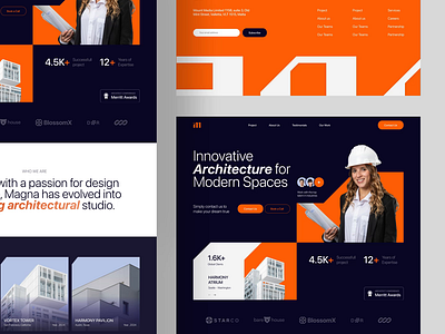 Magna : Architect Studio - Landing Page Website agency animation architecture architecture website brand identity branding clean creative agency design agency graphic design home page landing page modern motion graphics professional ui ux website website animation website design
