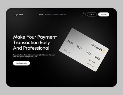 UI Design Leading Page bank card credit card design hero leanding page section ui web