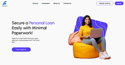 Fast Funs Loan Site hero section graphic design ui