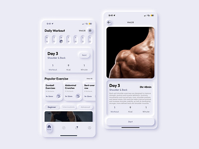 Workout App design figma design fitness fitness app mobile app neumorphims neumorphims ui realistic app realistic ui realistic ui app shadow app ui ui app ui design ui inspiration uiux uix ux design workout workout app