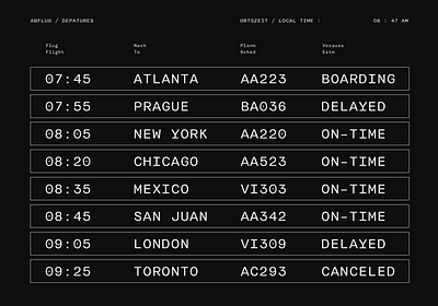 Flight Table Information bold branding design display font fun graphic design typography