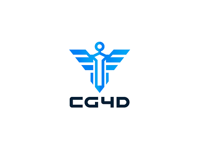 CG4D cyber it logo logotype man minimalism protector sword wings