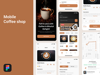 Coffee Shop App UI Design project 3d animation branding design figma graphic design illustration logo motion graphics ui vector