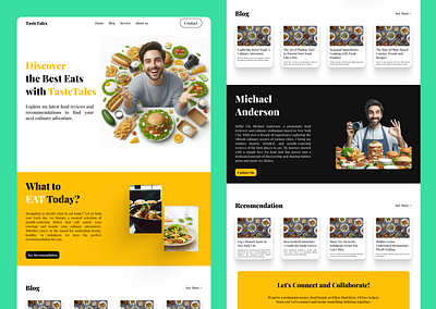 TasteTales - Food Reviewer Portfolio Landing Page UI Kit clean design culinary figma food landing page portofolio ui kit uiux user interface web design