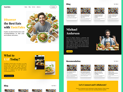 TasteTales - Food Reviewer Portfolio Landing Page UI Kit clean design culinary figma food landing page portofolio ui kit uiux user interface web design