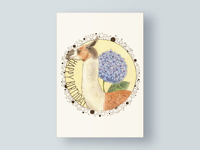 June Birthday Card Illustration animal birthday coloredpencil greeting card illustration postcard watercolor