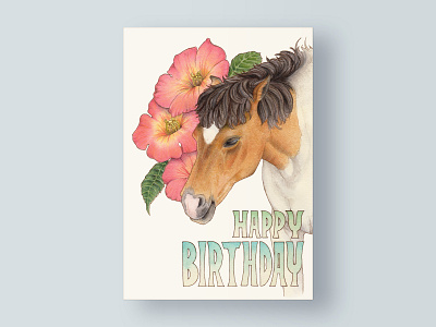 July Birthday Card Illustration animal birthday coloredpencil greeting card illustration postcard watercolor