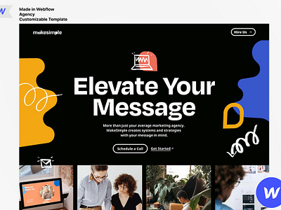 Make Simple Agency Web flow Template landing pages marketing landing page design marketing webflow design marketing website design scribble landing page design squarespace template design webflow design website template design