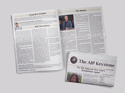 Newsletter Design for The AIP Keystone brand branding design digital digital art ebook ebook design graphic design identity branding mental health modern newsletter newsletter design newspaper newspaper design ngo nonprofit print print material psychology