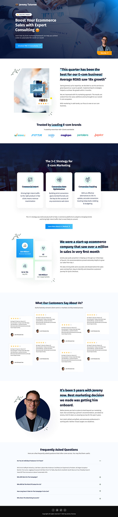 Finance Consultant Landing Page Design branding interaction design landing page design ui ui ux design user interface design