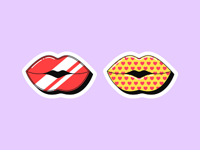 Lips stickers art beauty cartoon design fashion female glamour icon illustration kiss lip lips lipstick love mouth passion pop retro sticker woman