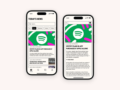 #094 DailyUI • News 094 app blog mobile music musical news search song spotify title todaysnews ui ui094 uidaily