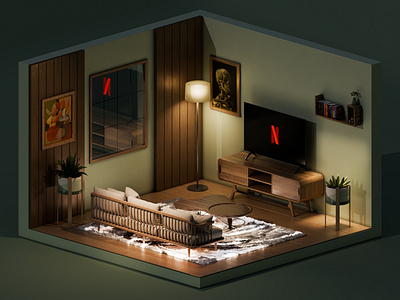 3D Isometric Room Animation 3d animation blender branding cgi commercial design digital graphic design house illustration isometric living room loop motion graphics room shape typography vector vfx