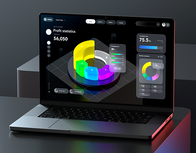 HeliData - 3D data chart UI design 3d c4d chart dashboard data visualization figma graphic design software interface ui ui design web