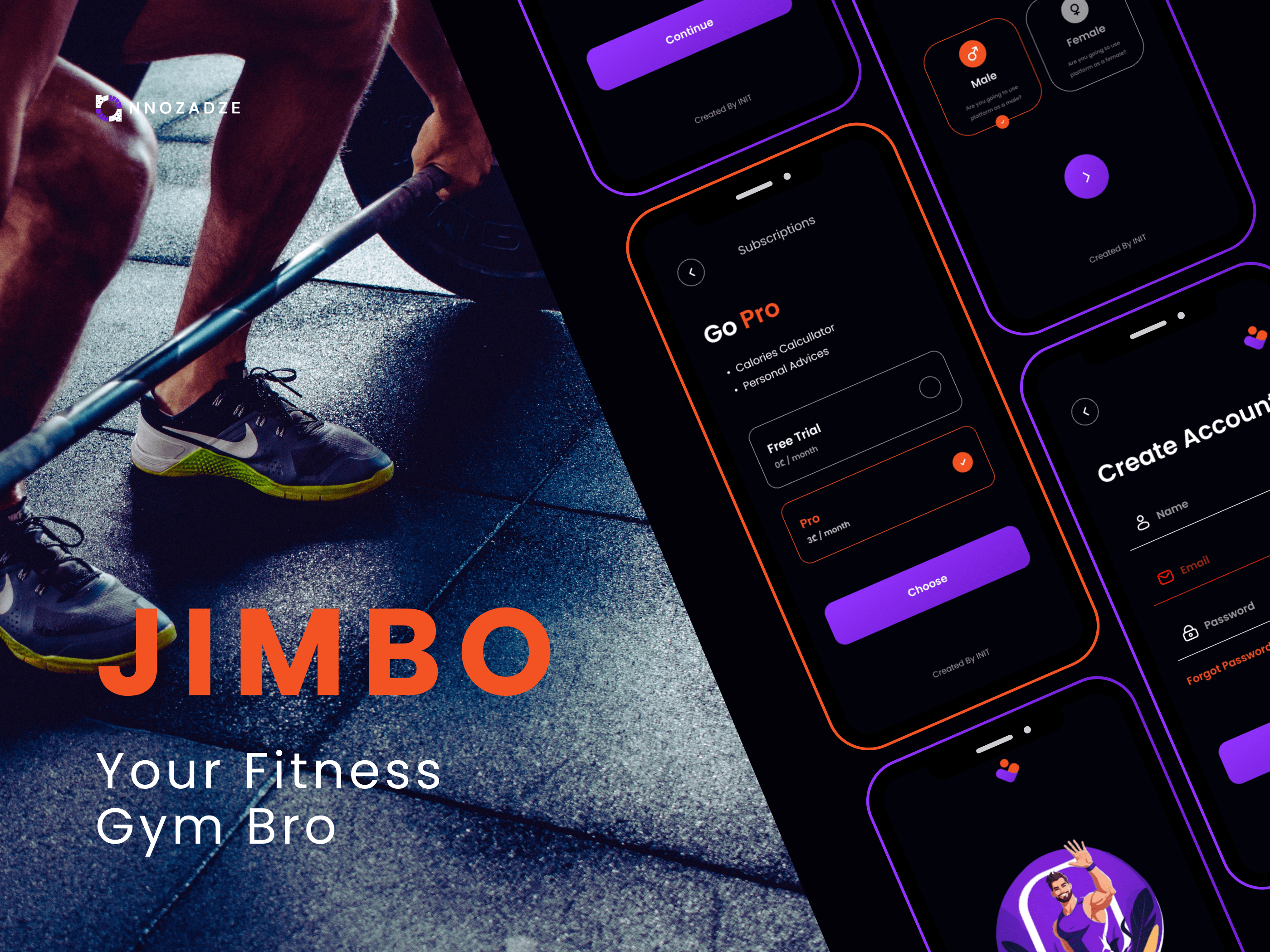 JIMBO | Fitness App | Workout bro calculator dark mode fitness fitness counter food gym gym bro purple registration workout