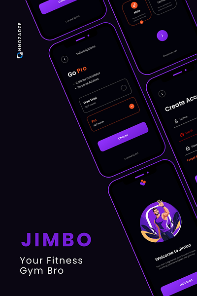 JIMBO bro calculator dark mode fitness fitness counter food gym gym bro purple registration workout