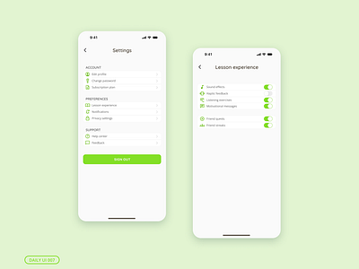 Daily UI #007 / settings dailyui settings ui ux